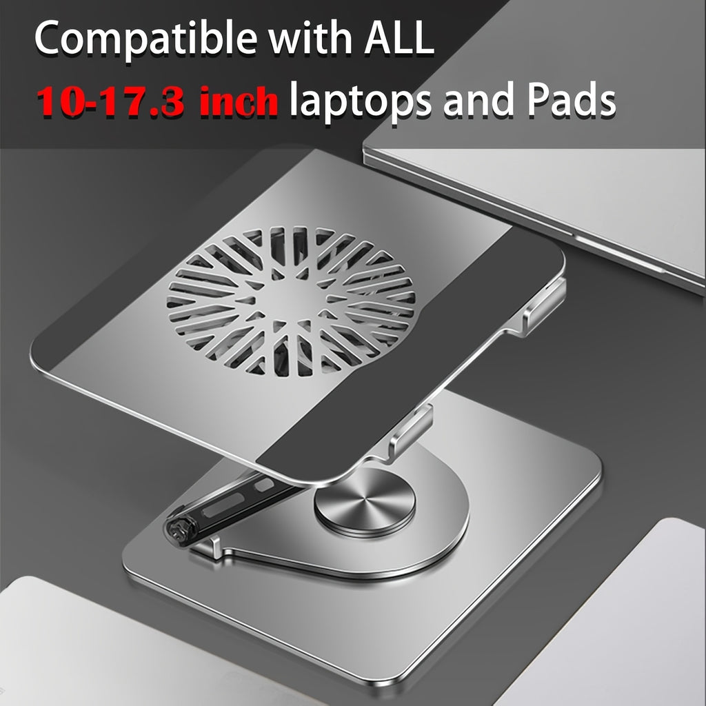 Carbon Steel Notebook Stand Computer Desktop Riser Tablet Holder Folding 360 Degree Rotation Fan Cooling Office Supply