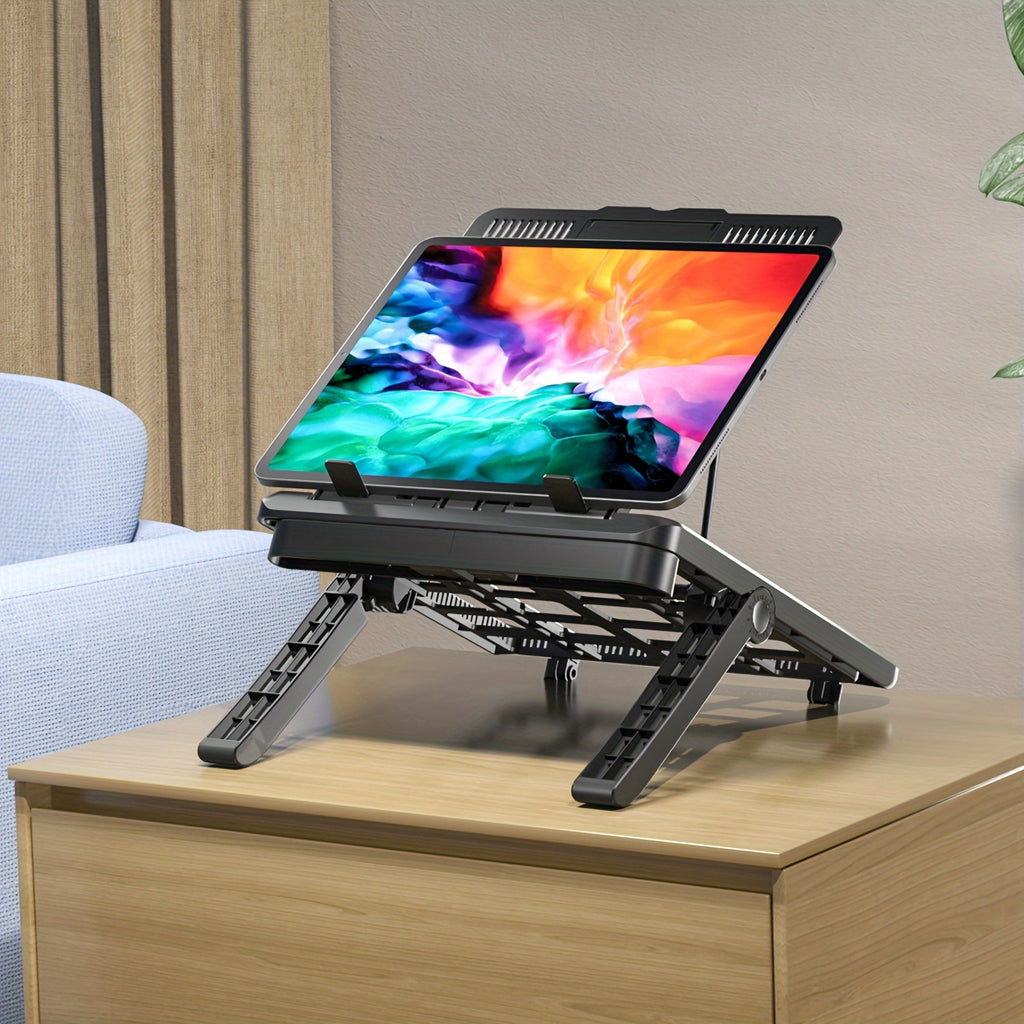 Adjustable Laptop Stand Compatible for 17.3inch Laptops & Phone Holder, Portable Height-Adjustable Desk Stand with Phone Shelf, Desktop Holder Suitable for Office, Bedside, for Smartphones