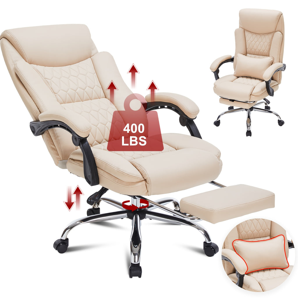 Reclining Office Chair, Ergonomic Chair with Leg Rest, Sturdy 400-Pound High-Back Executive Office Chair, Suitable for Home Use