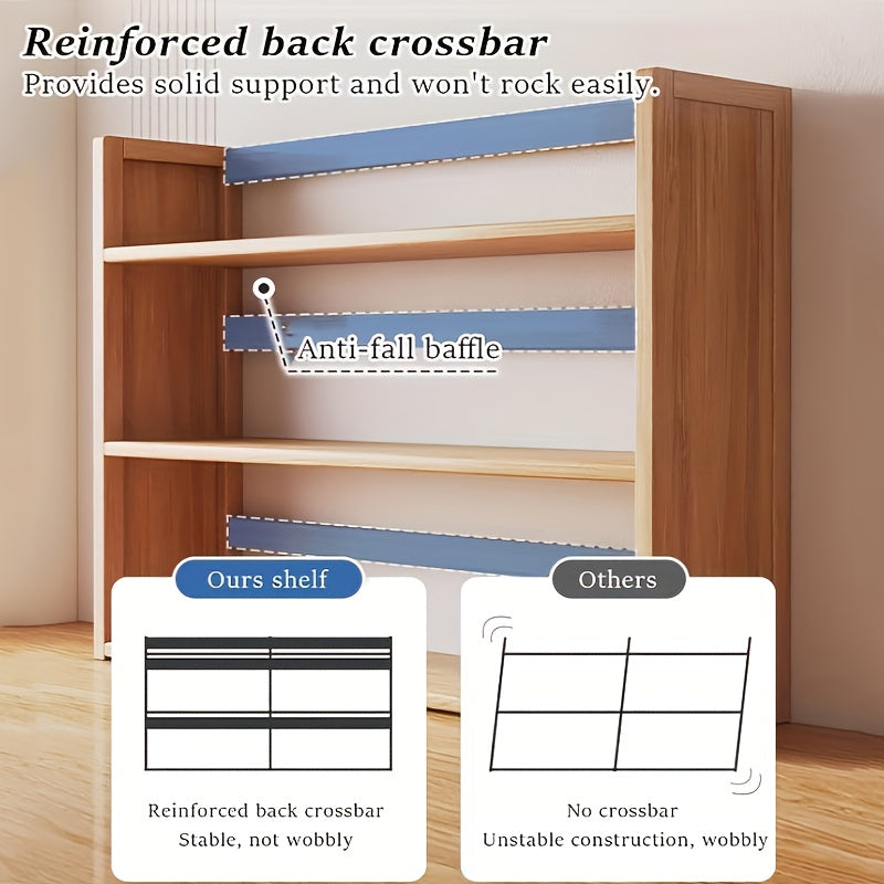 A Sturdy Three-Tier Bamboo And Solid Wood Desktop Shelf That Serves As a Versatile Organizer for Home, Office, Study, Or School, Providing a Easy Yet High-Quality Solution for Storing Books, Stationery, And Small Items