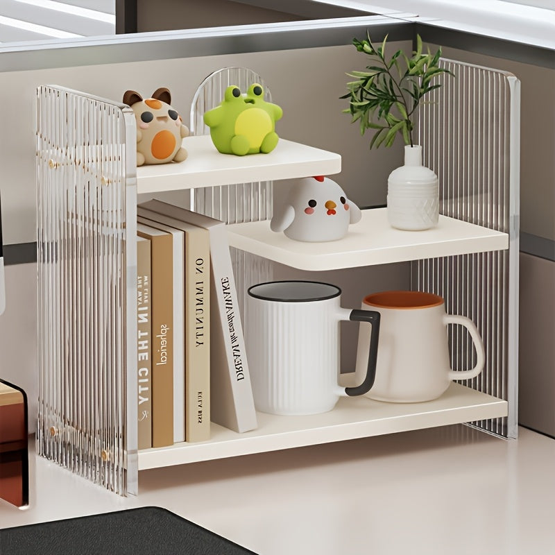 1pc 3-tier Acrylic Desktop Storage Rack with A Modern Ripple Design, Cup Holder, Display Stand, Desktop Organizer Suitable for Kitchen, Office, Living Room, Or Display Room -a Sturdy & Elegant Open Display Shelf, Utility Racks