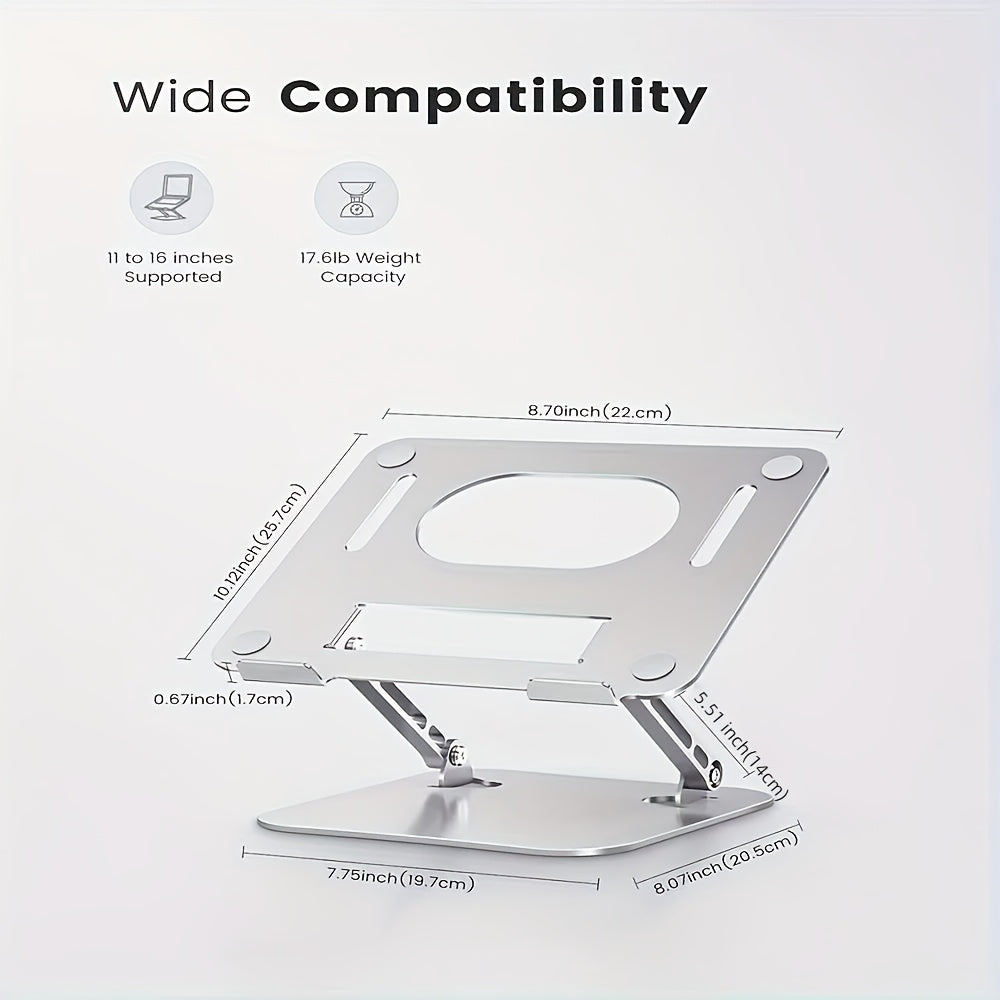 Adjustable Laptop Holder Made of Durable Aluminum Alloy, Foldable And Portable, Suitable for Laptops And Tablets Ranging from for 11 to 16 Inches, Available in silvery And Black