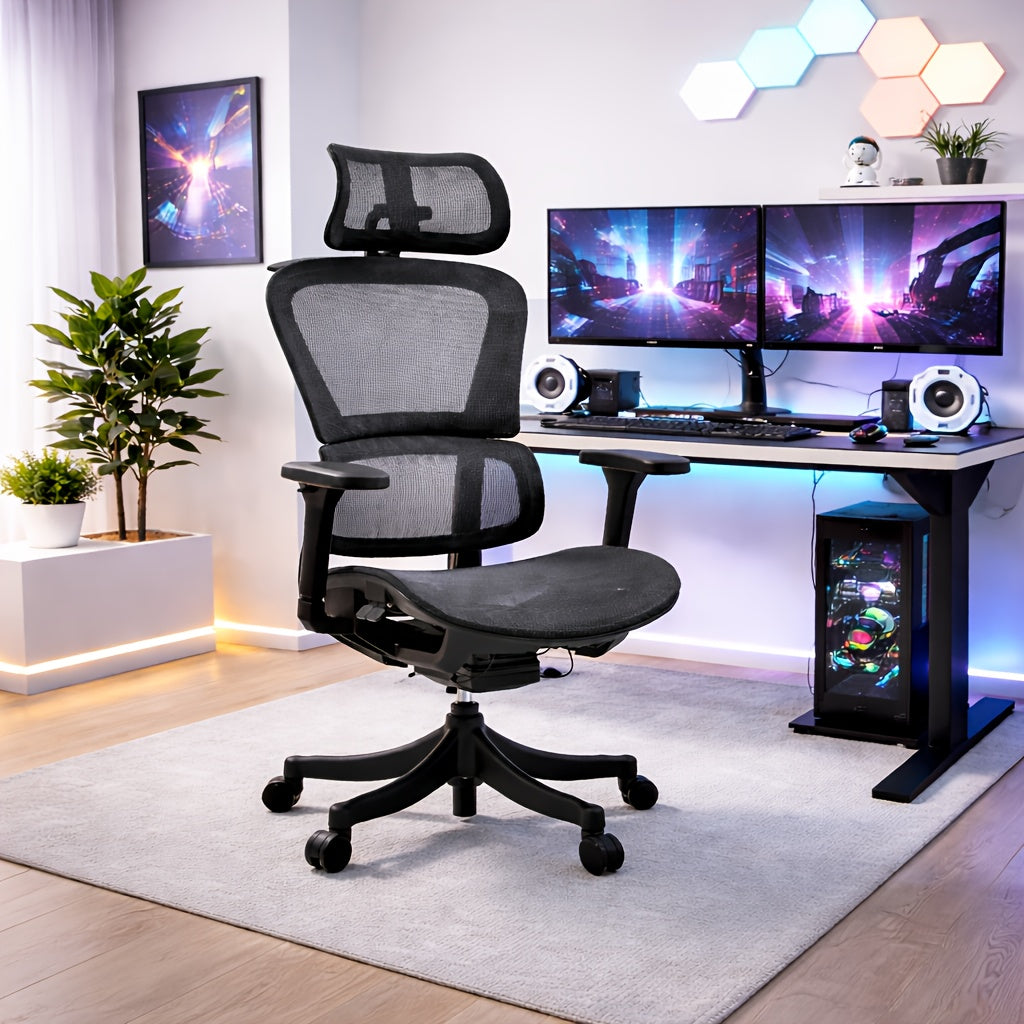 Ergonomic Adjustable Gaming Chair | Breathable Mesh Design, High Back Support, Comfortable Long Sitting Seating for Gaming, Office Work, and Relaxing | Modern Cool Style, Swivel Task Chair Enhances Comfort Efficiency and Home Setup