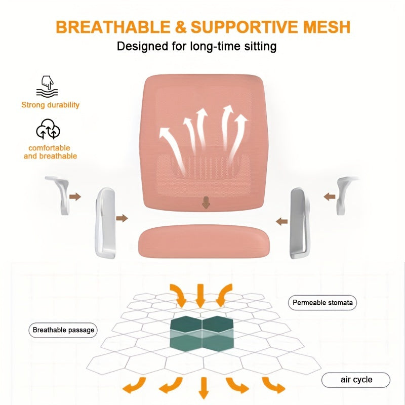 Ergonomic Office Chair, Mesh Desk Chair With Lumbar Support, Adjustable Arms, Ergonomic Chair For Home Office Work