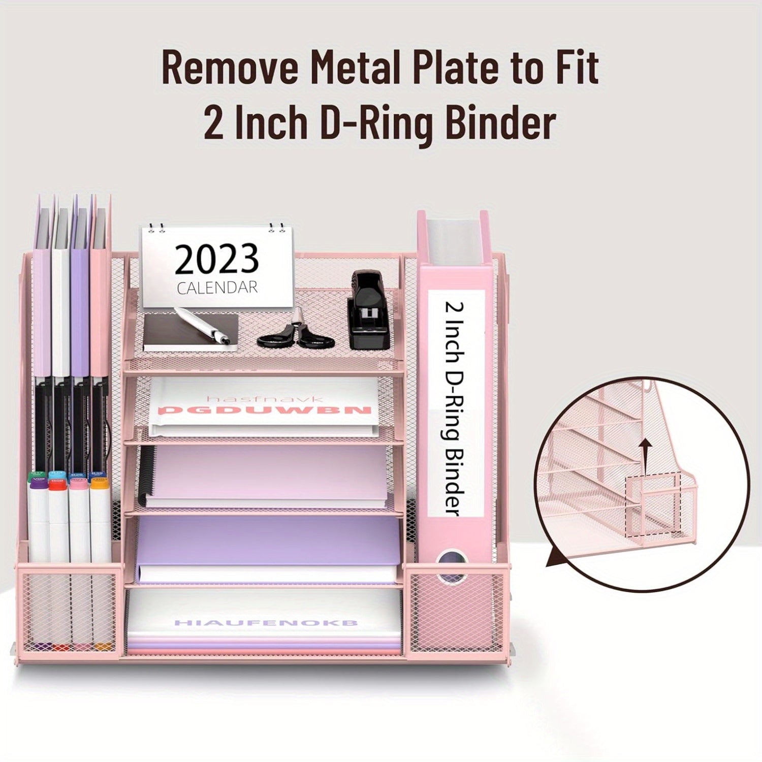 JMHUD Mesh Desk Organizer, 5-Tier Paper Letter Tray Organizer with File Holder for Office Supplies Home or School, Desktop Organizer with Magazine Holder and Storage