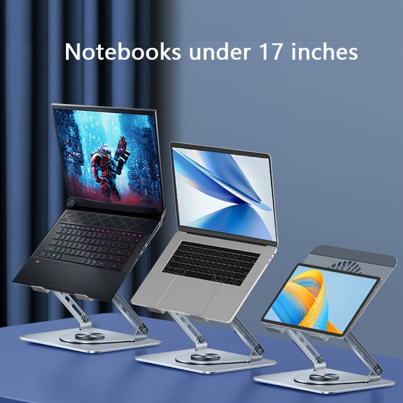 Carbon Steel Notebook Stand Computer Desktop Riser Tablet Holder Folding 360 Degree Rotation Fan Cooling Office Supply