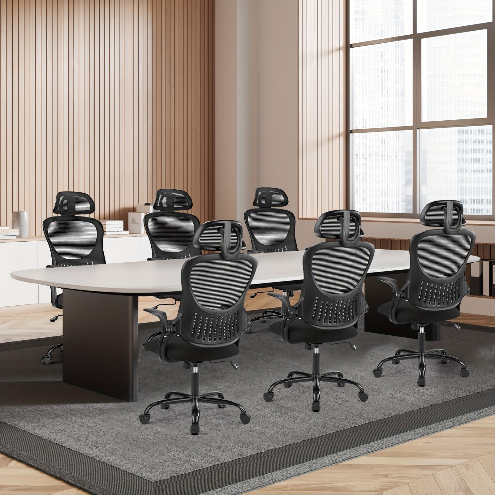 Home Gaming Chair, Office Chair, Equipped With Wheels, Armrests, And Fixed Head Cushions, Breathable Mesh Design, And Lumbar Support To Protect The Lumbar Spine