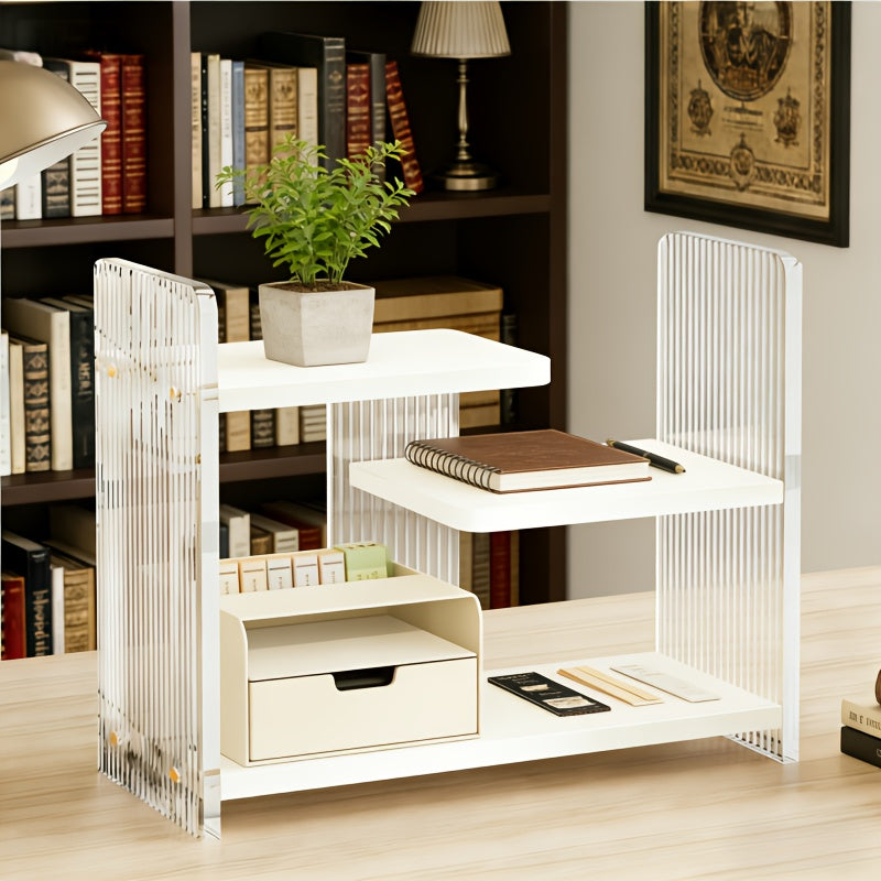 1pc 3-tier Acrylic Desktop Storage Rack with A Modern Ripple Design, Cup Holder, Display Stand, Desktop Organizer Suitable for Kitchen, Office, Living Room, Or Display Room -a Sturdy & Elegant Open Display Shelf, Utility Racks