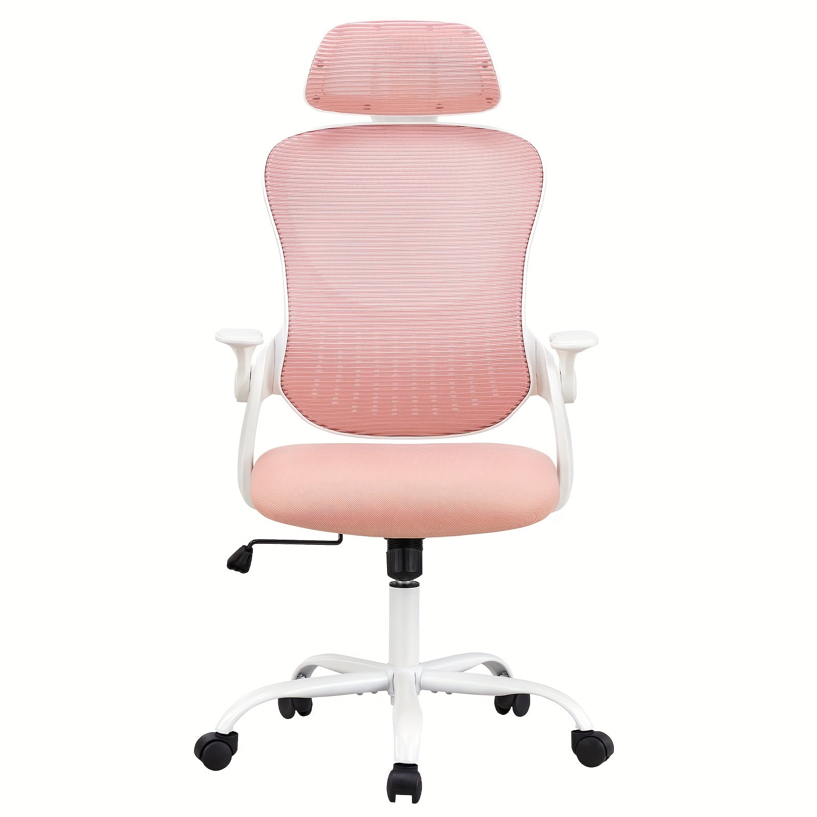Home Gaming Chair, Office Chair, Equipped With Wheels, Armrests, And Fixed Head Cushions, Breathable Mesh Design, And Lumbar Support To Protect The Lumbar Spine