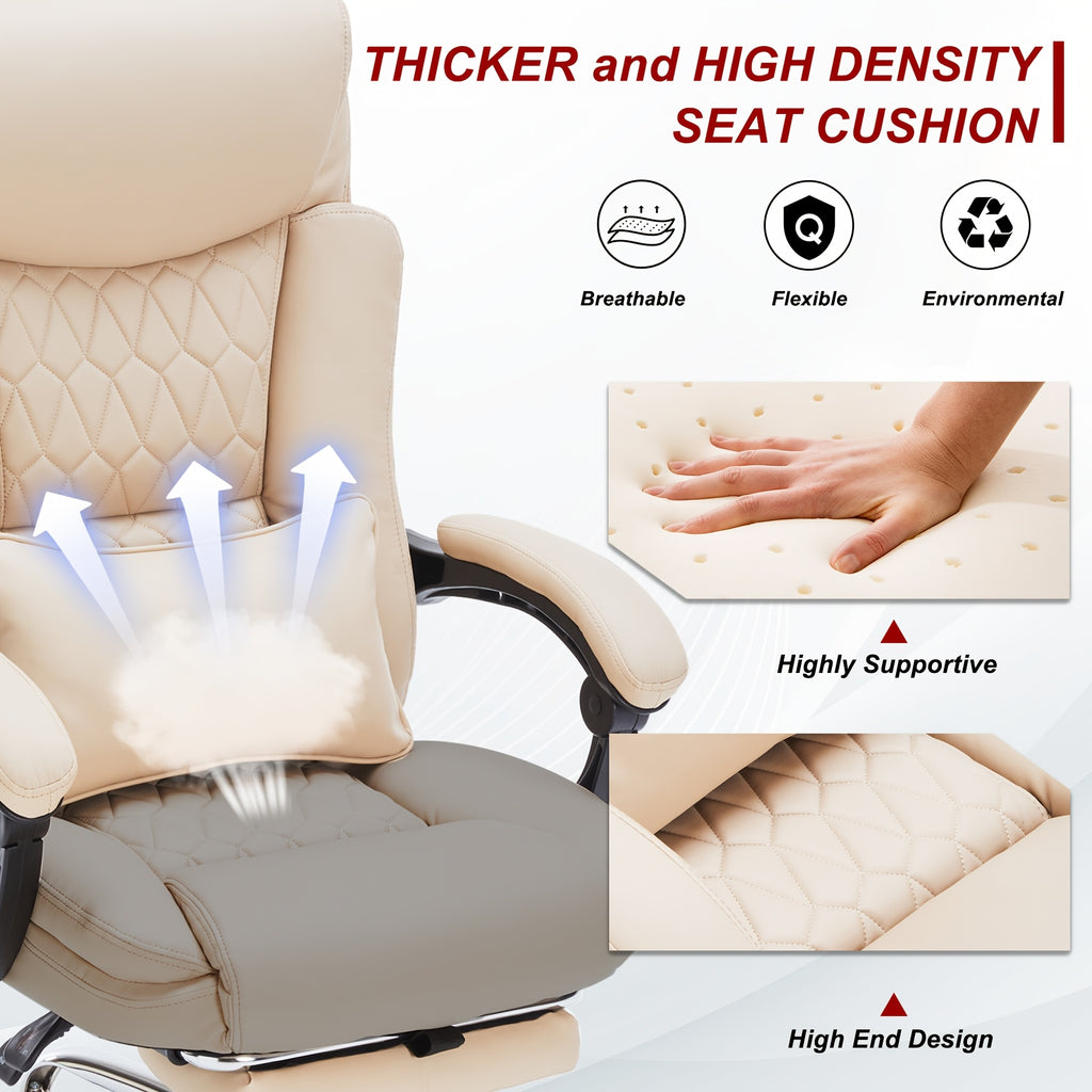 Reclining Office Chair, Ergonomic Chair with Leg Rest, Sturdy 400-Pound High-Back Executive Office Chair, Suitable for Home Use
