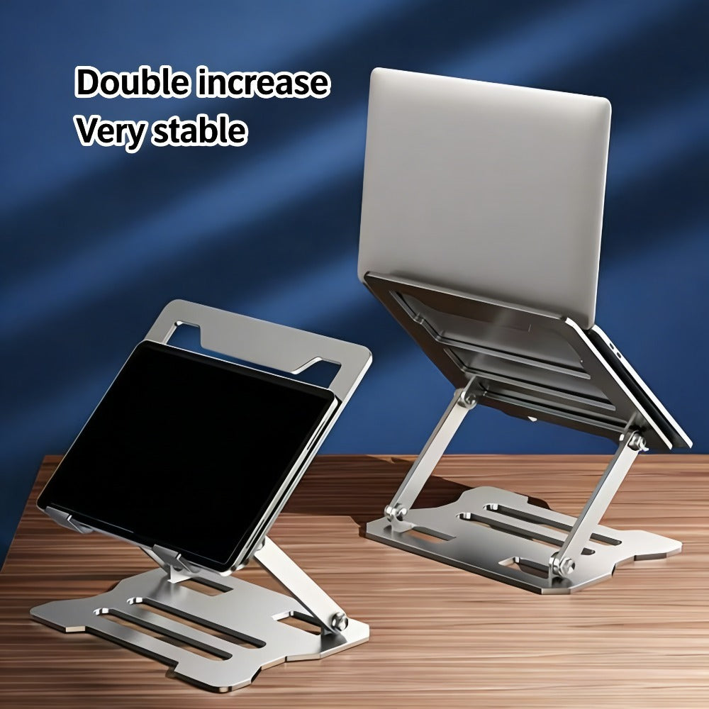 Adjustable Laptop Stand - Easy to Adjust Height, Tablet Stand, All Metal Desktop Stand, Multifunctional Universal Lifting Folding Phone Stand, Ergonomic Design, Ultra-Portable And Foldable - Universal