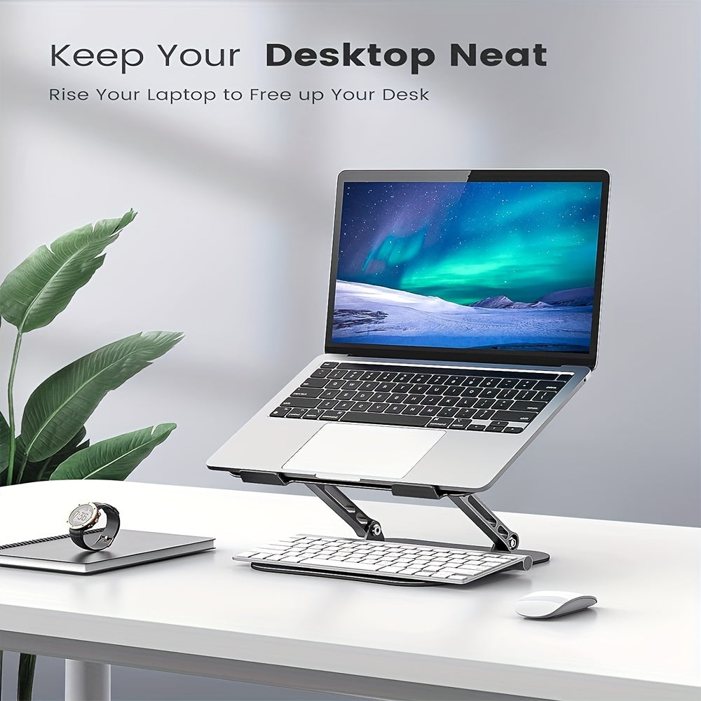 Adjustable Laptop Holder Made of Durable Aluminum Alloy, Foldable And Portable, Suitable for Laptops And Tablets Ranging from for 11 to 16 Inches, Available in silvery And Black