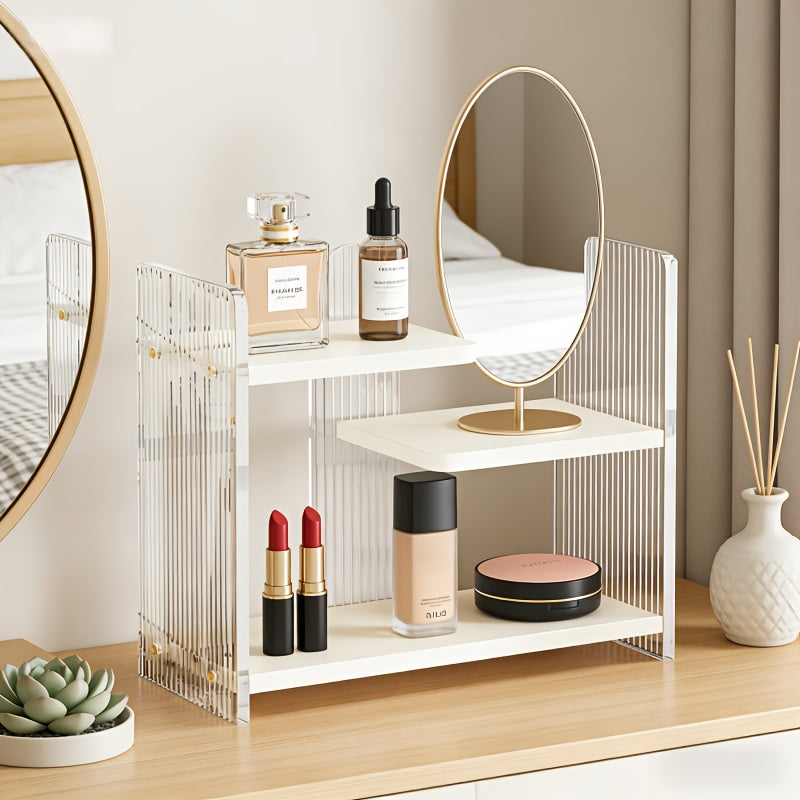 1pc 3-tier Acrylic Desktop Storage Rack with A Modern Ripple Design, Cup Holder, Display Stand, Desktop Organizer Suitable for Kitchen, Office, Living Room, Or Display Room -a Sturdy & Elegant Open Display Shelf, Utility Racks