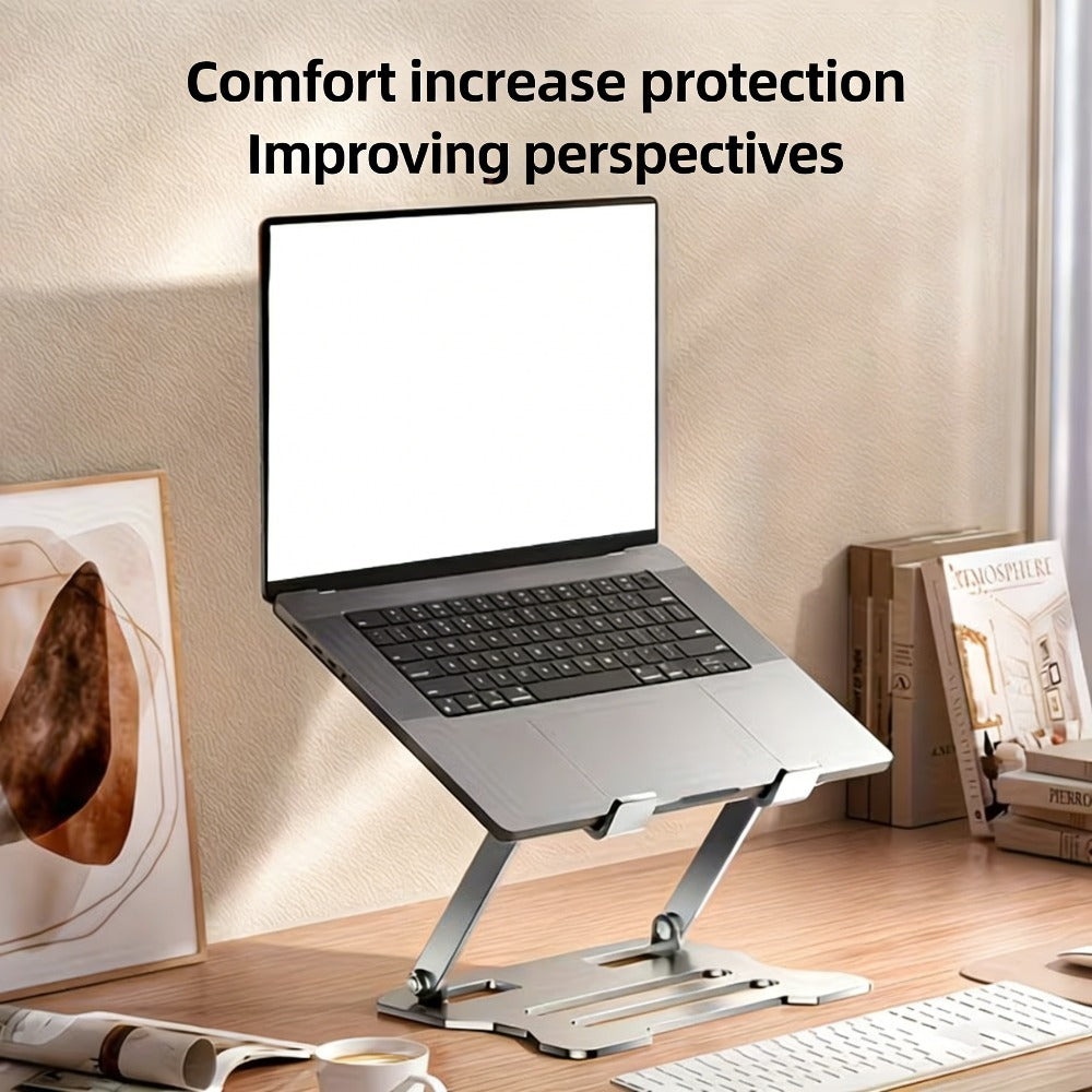 Adjustable Laptop Stand - Easy to Adjust Height, Tablet Stand, All Metal Desktop Stand, Multifunctional Universal Lifting Folding Phone Stand, Ergonomic Design, Ultra-Portable And Foldable - Universal