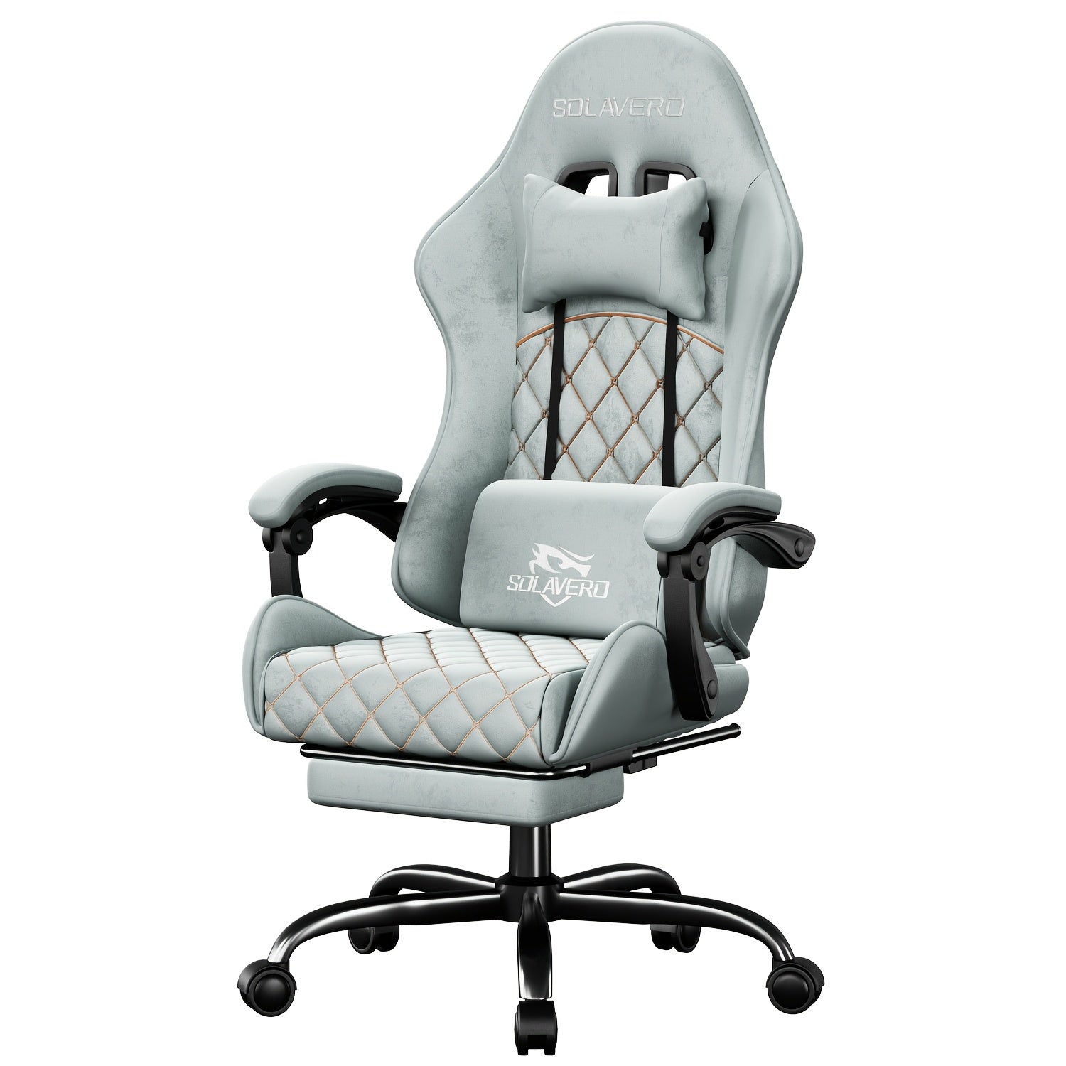 Ergonomic Office & Gaming Chair with Massage Lumbar Support & Adjustable Footrest - Manual Recline Handle Suitable for Home, Computer Desk, Hard Compatible for Bedrooms\u002FStudies, 8 Colors - Assembly Required Chair with Headrest Support