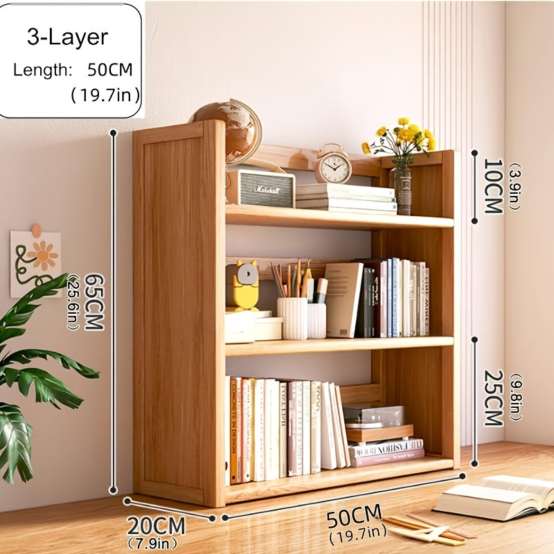 A Sturdy Three-Tier Bamboo And Solid Wood Desktop Shelf That Serves As a Versatile Organizer for Home, Office, Study, Or School, Providing a Easy Yet High-Quality Solution for Storing Books, Stationery, And Small Items