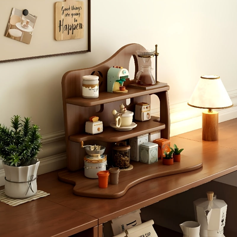 Multi-layer Light Luxury Solid Wood Desktop Coffee Cup Holder, Multi-functional Desktop Organizer, Perfume & Cosmetics Storage Rack, Freestanding Design, Compact And Practical, Decorates Your Space Beautifully