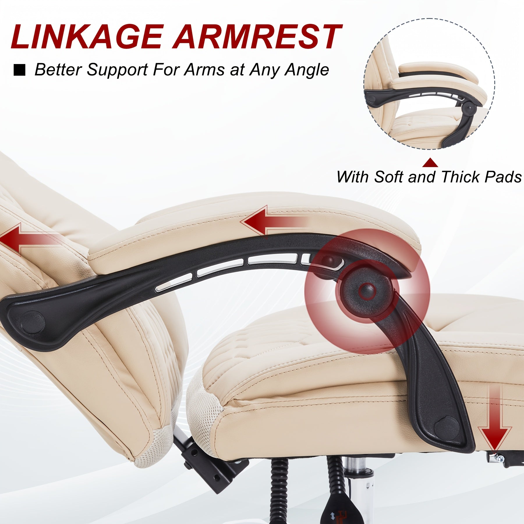 Reclining Office Chair, Ergonomic Chair with Leg Rest, Sturdy 400-Pound High-Back Executive Office Chair, Suitable for Home Use
