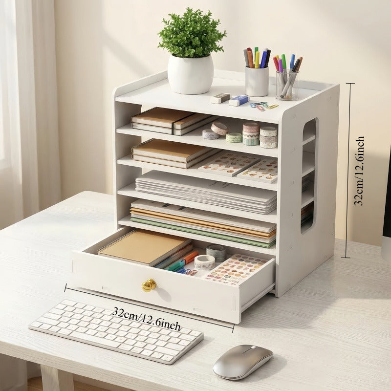 White Card File Storage Box And – Adjustable Dividers And Stackable Trays. Essential File Organizer for Office And Home, Doubles As Desktop Mail Sorter. Ideal for Use in Offices, Home Study, And Dormitories