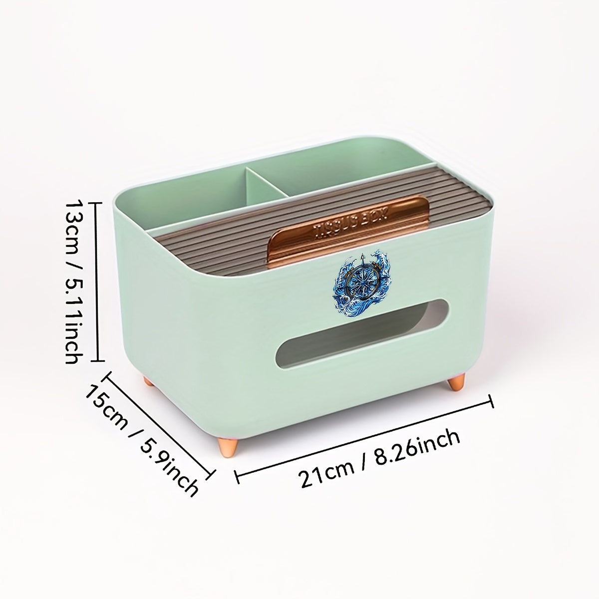 1pc Multifunctional Desk Organizer Tissue Box, Nordic Style Desktop Napkin Storage Holder, Non-Slip Tissue Container with Multi-Compartment for Remote Controls Pens Stationery, for Home Office Living Room Coffee Table Decoration And Storage