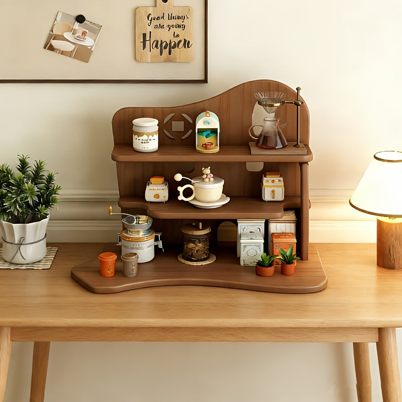 Multi-layer Light Luxury Solid Wood Desktop Coffee Cup Holder, Multi-functional Desktop Organizer, Perfume & Cosmetics Storage Rack, Freestanding Design, Compact And Practical, Decorates Your Space Beautifully