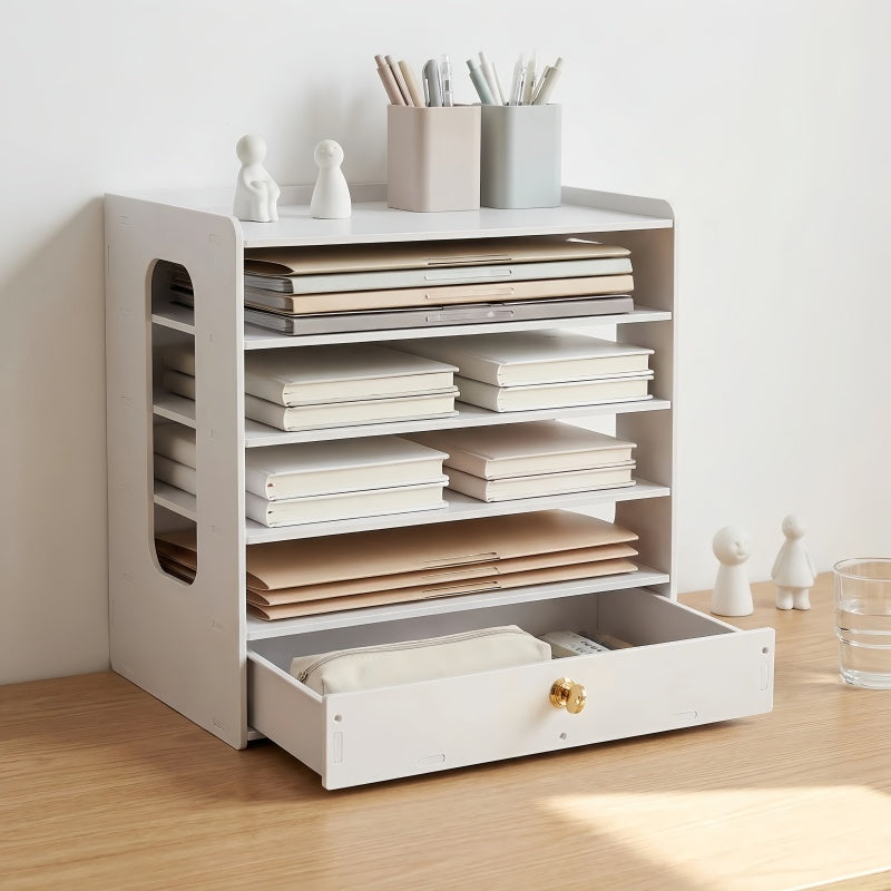 White Card File Storage Box And – Adjustable Dividers And Stackable Trays. Essential File Organizer for Office And Home, Doubles As Desktop Mail Sorter. Ideal for Use in Offices, Home Study, And Dormitories