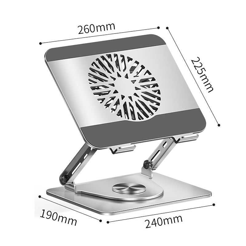 Carbon Steel Notebook Stand Computer Desktop Riser Tablet Holder Folding 360 Degree Rotation Fan Cooling Office Supply