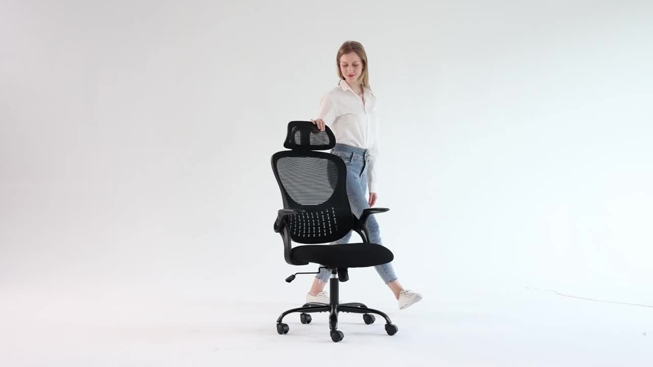 Home Gaming Chair, Office Chair, Equipped With Wheels, Armrests, And Fixed Head Cushions, Breathable Mesh Design, And Lumbar Support To Protect The Lumbar Spine