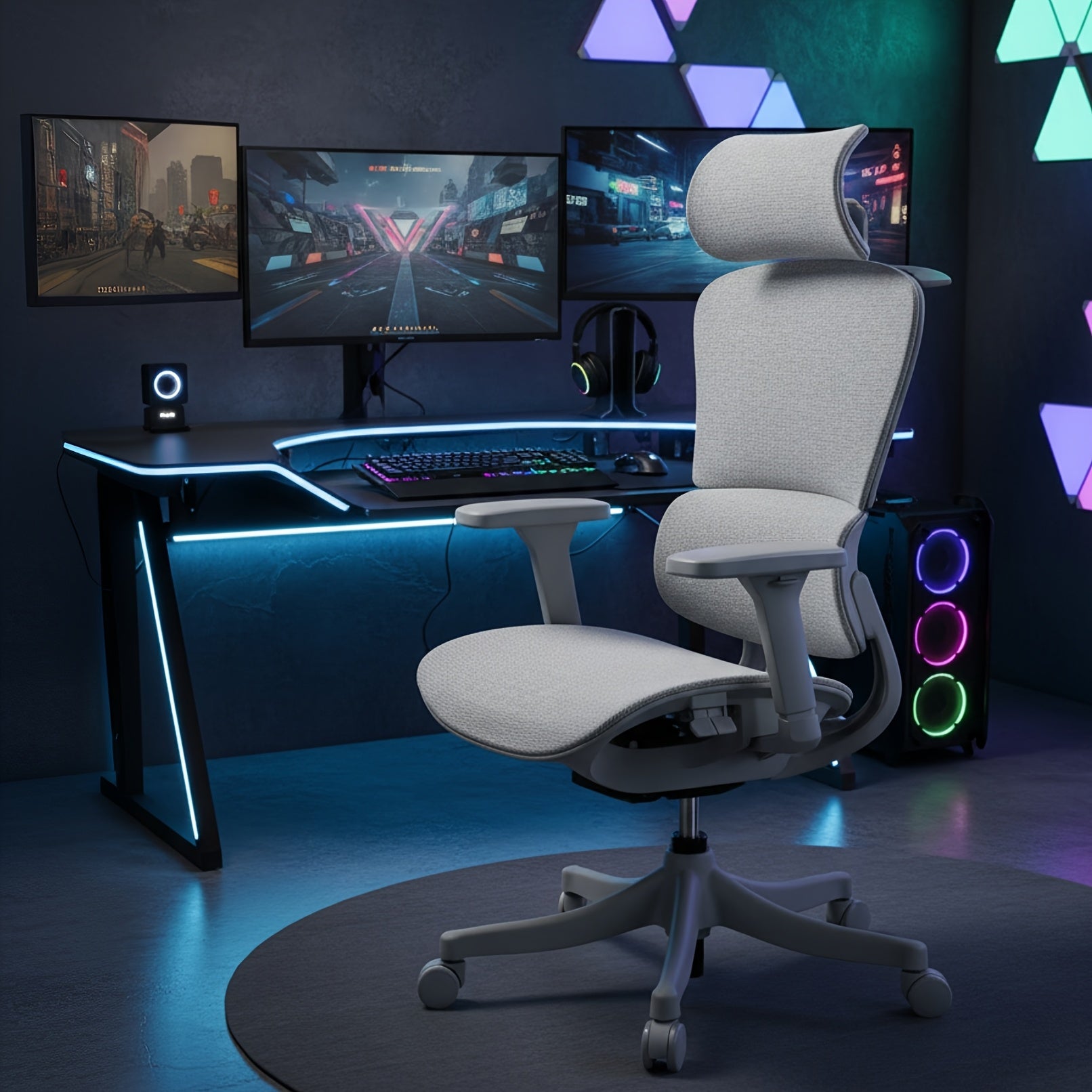 Ergonomic Adjustable Gaming Chair | Breathable Mesh Design, High Back Support, Comfortable Long Sitting Seating for Gaming, Office Work, and Relaxing | Modern Cool Style, Swivel Task Chair Enhances Comfort Efficiency and Home Setup