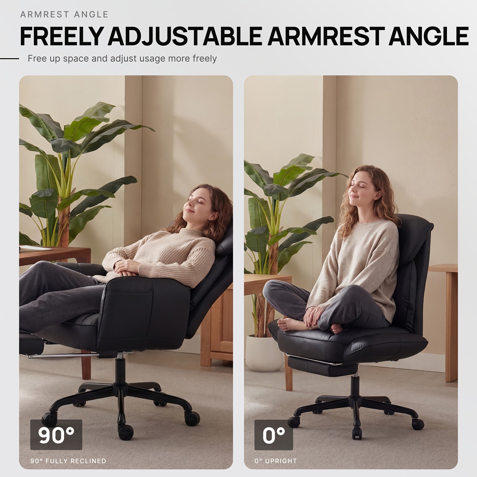 Adjustable Height And Armrest Office Chair with Pocket Spring Cushion, Retractable Footrest Recliner, Swivel High Back Gaming Chair for Home Office, Game, Rest, Study