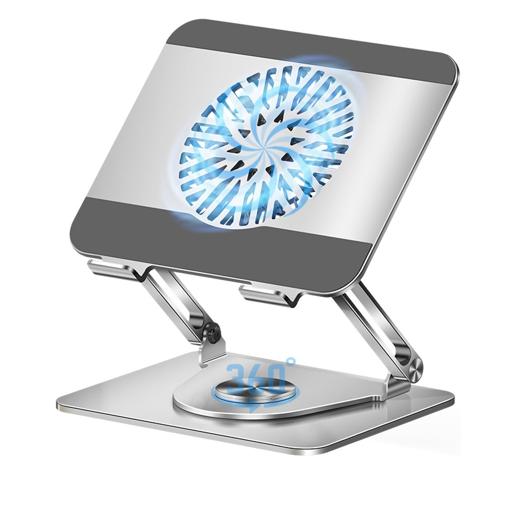 Carbon Steel Notebook Stand Computer Desktop Riser Tablet Holder Folding 360 Degree Rotation Fan Cooling Office Supply