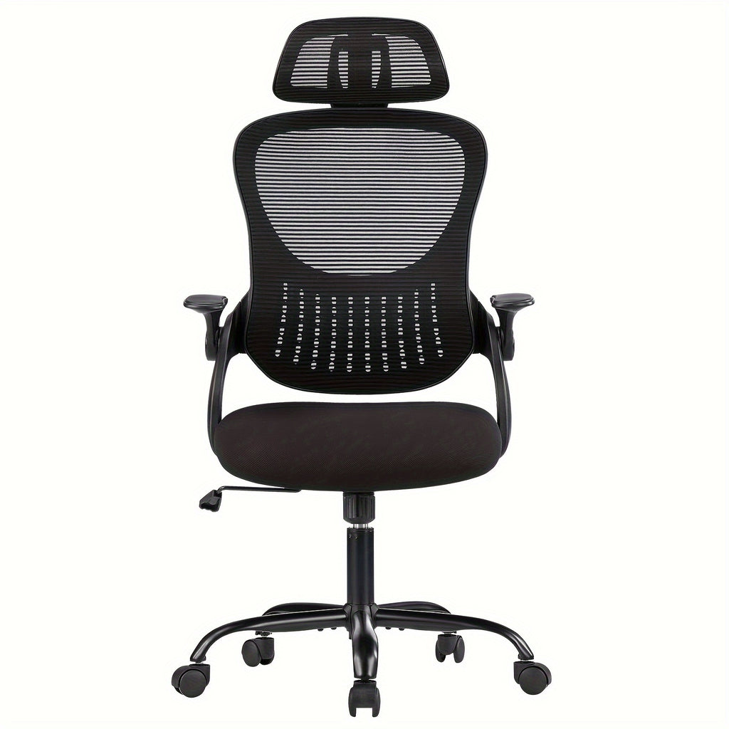 Home Gaming Chair, Office Chair, Equipped With Wheels, Armrests, And Fixed Head Cushions, Breathable Mesh Design, And Lumbar Support To Protect The Lumbar Spine