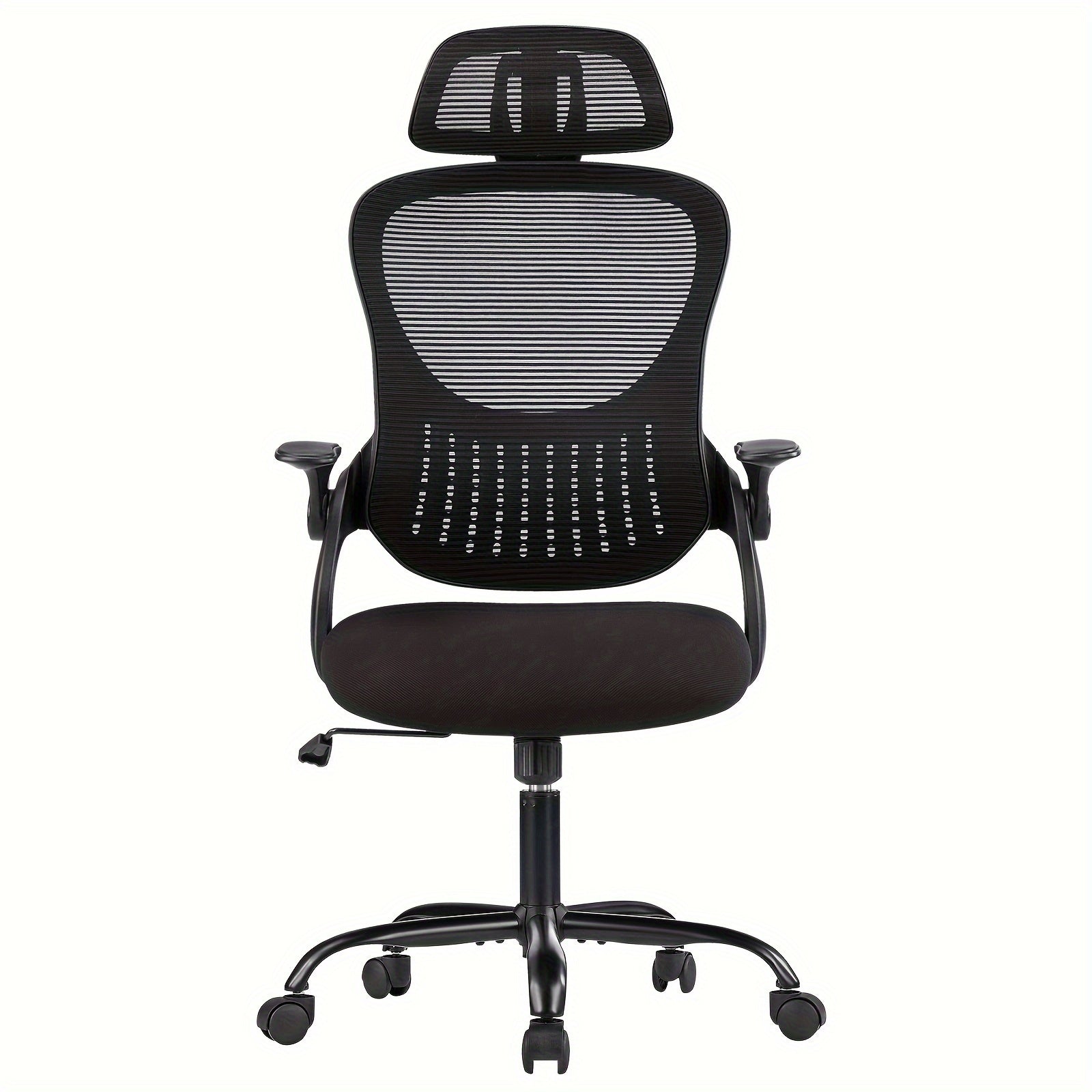 Home Gaming Chair, Office Chair, Equipped With Wheels, Armrests, And Fixed Head Cushions, Breathable Mesh Design, And Lumbar Support To Protect The Lumbar Spine