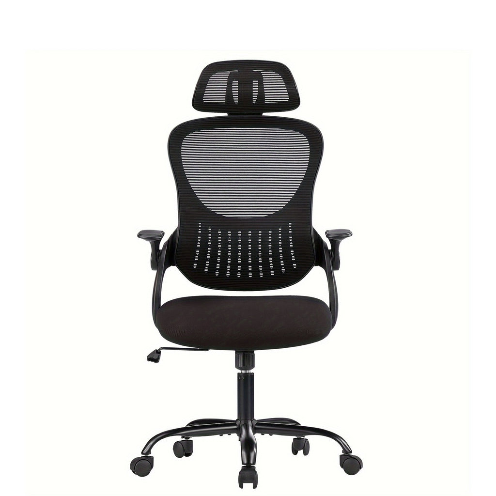 Home Gaming Chair, Office Chair, Equipped With Wheels, Armrests, And Fixed Head Cushions, Breathable Mesh Design, And Lumbar Support To Protect The Lumbar Spine