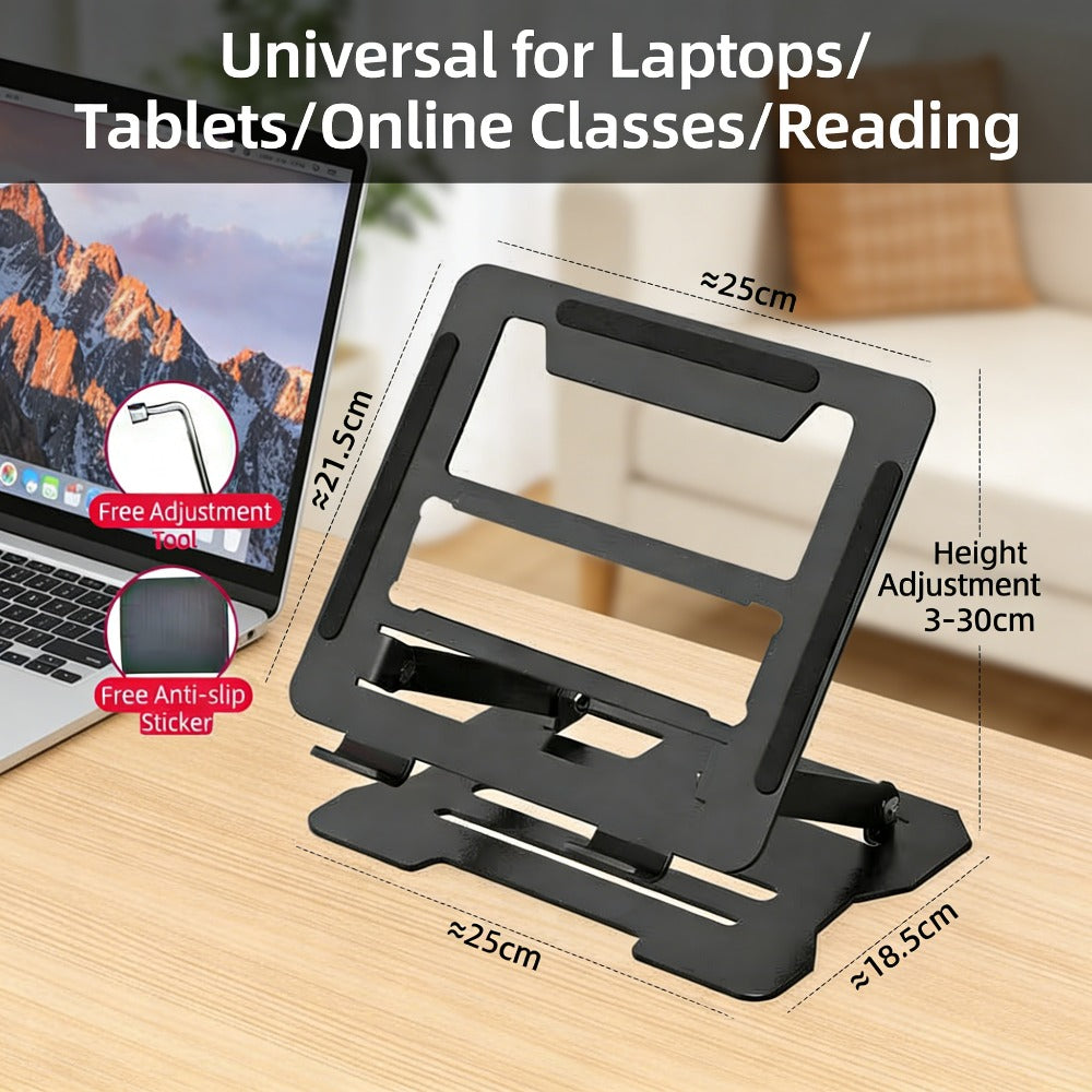 Adjustable Laptop Stand - Easy to Adjust Height, Tablet Stand, All Metal Desktop Stand, Multifunctional Universal Lifting Folding Phone Stand, Ergonomic Design, Ultra-Portable And Foldable - Universal