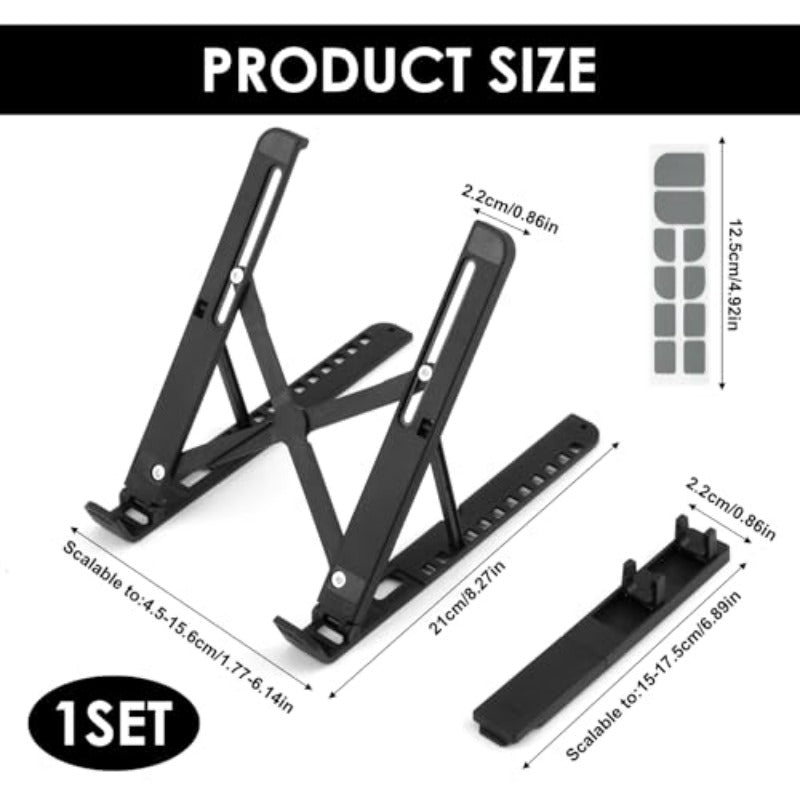 Adjustable Laptop Stand, Suitable for Desktop, 12-speed Height Adjustment, Portable Folding Heightening Rack, with Mobile Phone Stand and Keyboard Holder - Ventilation and Cooling System, Non-slip Pad, Tablet\u002F Laptop Stand, Suitable for Home, Office