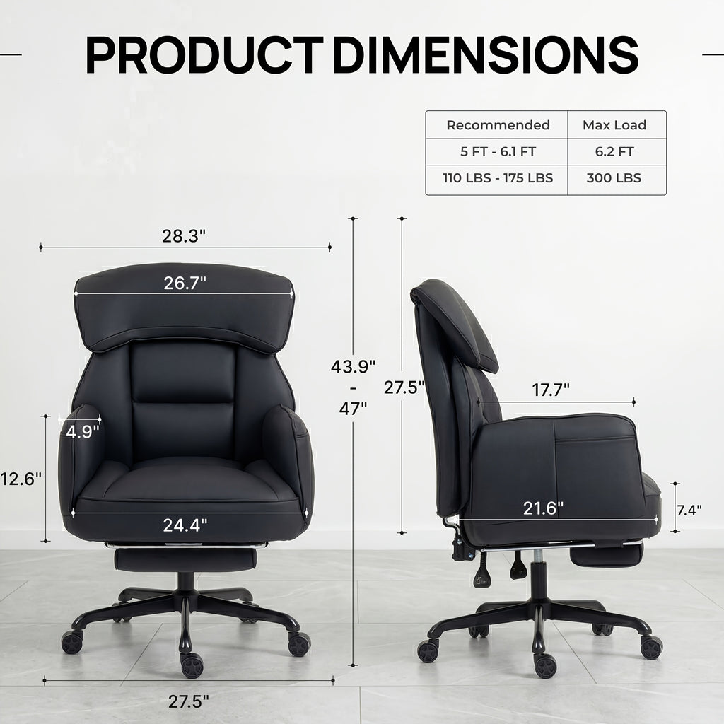 Adjustable Height And Armrest Office Chair with Pocket Spring Cushion, Retractable Footrest Recliner, Swivel High Back Gaming Chair for Home Office, Game, Rest, Study