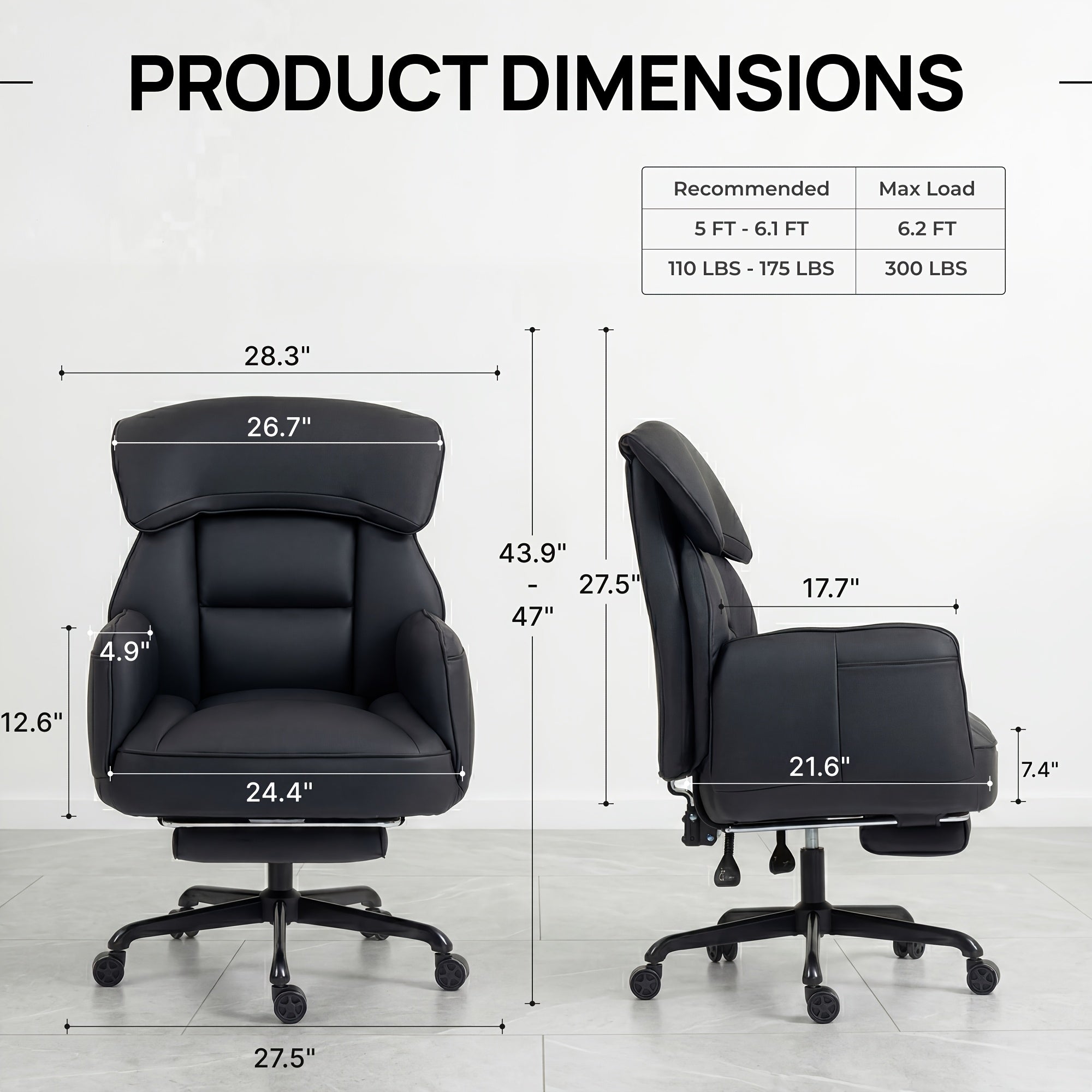 Adjustable Height And Armrest Office Chair with Pocket Spring Cushion, Retractable Footrest Recliner, Swivel High Back Gaming Chair for Home Office, Game, Rest, Study