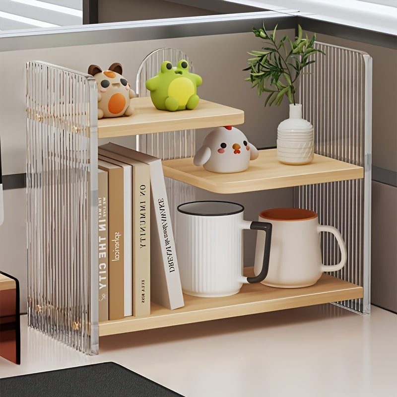 1pc 3-tier Acrylic Desktop Storage Rack with A Modern Ripple Design, Cup Holder, Display Stand, Desktop Organizer Suitable for Kitchen, Office, Living Room, Or Display Room -a Sturdy & Elegant Open Display Shelf, Utility Racks