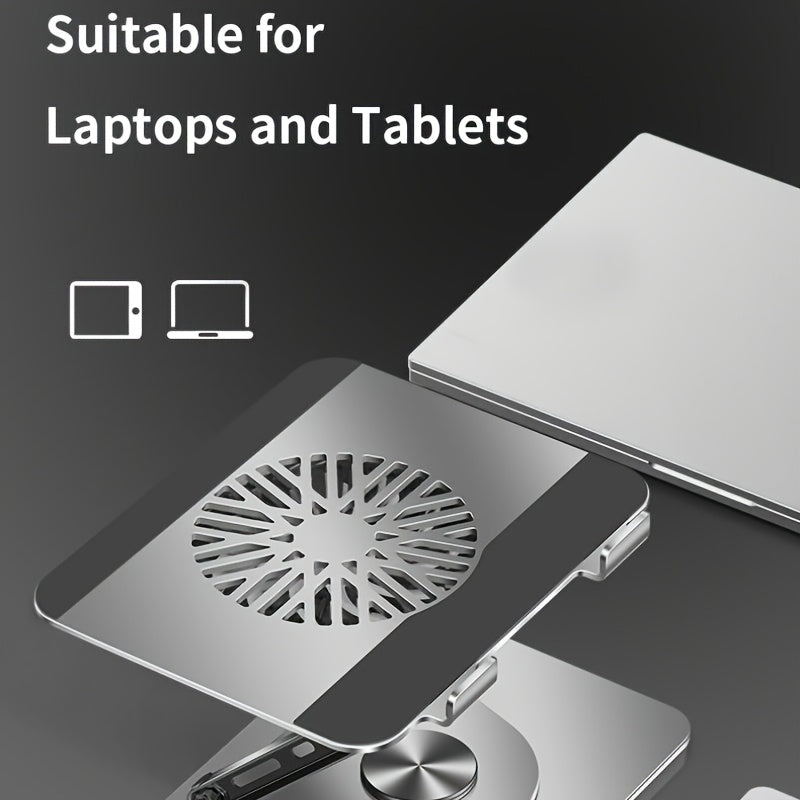 Carbon Steel Notebook Stand Computer Desktop Riser Tablet Holder Folding 360 Degree Rotation Fan Cooling Office Supply