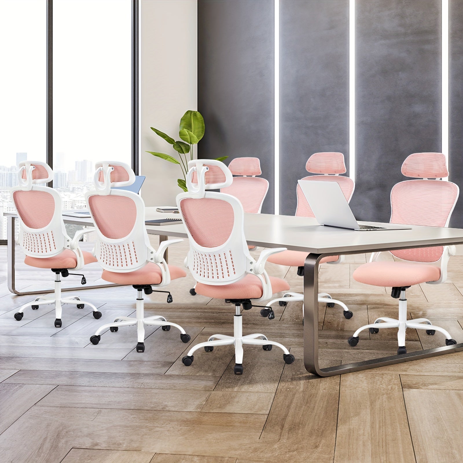 Ergonomic Office Desk Computer Chair, High Back Comfy Swivel Home Gaming Mesh Chairs With Wheels, Adjustable Headrest, Comfortable Lumbar Support, Flip-up Arms, 144° Tilt For Study