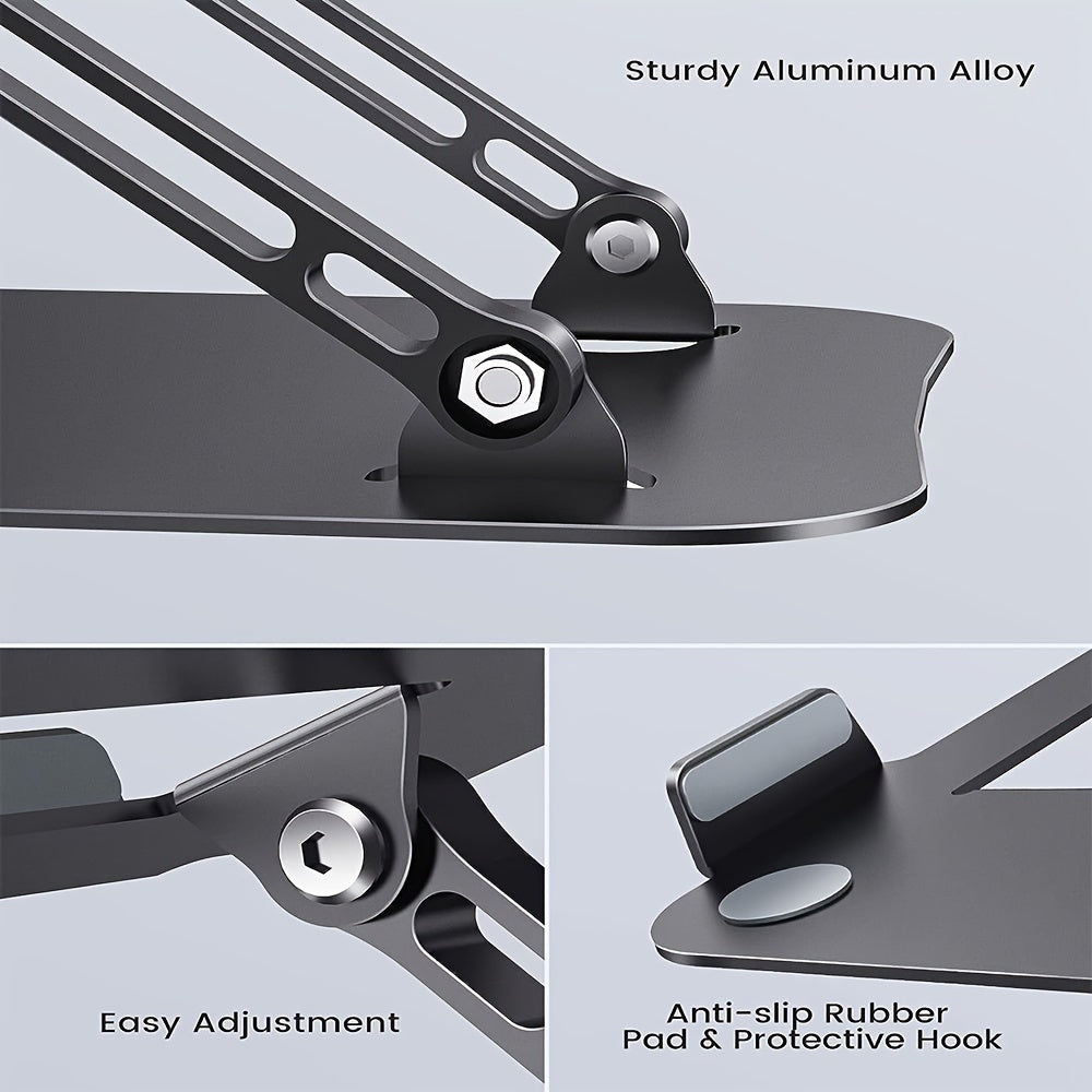 Adjustable Laptop Holder Made of Durable Aluminum Alloy, Foldable And Portable, Suitable for Laptops And Tablets Ranging from for 11 to 16 Inches, Available in silvery And Black